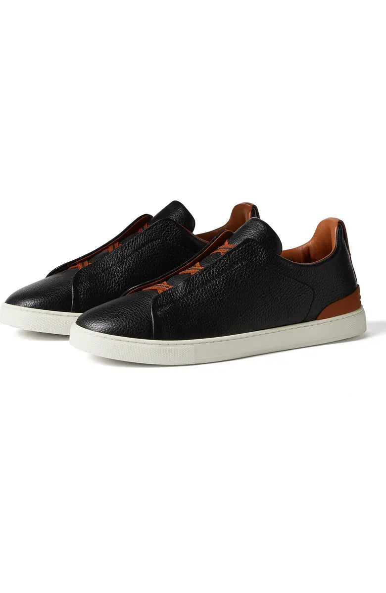 zegna Triple Stitch Deerskin Leather Slip-On Sneaker (Like New)