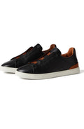 zegna Triple Stitch Deerskin Leather Slip-On Sneaker (Like New)