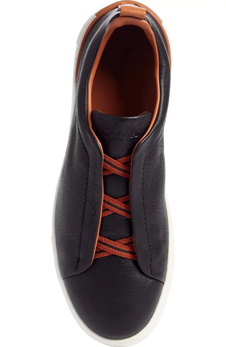 zegna Triple Stitch Deerskin Leather Slip-On Sneaker (Like New)