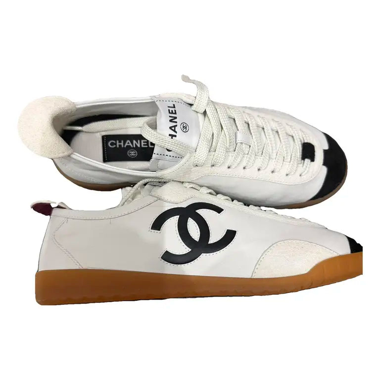 Channel Ankle Strap leather trainers (Pre Owned)