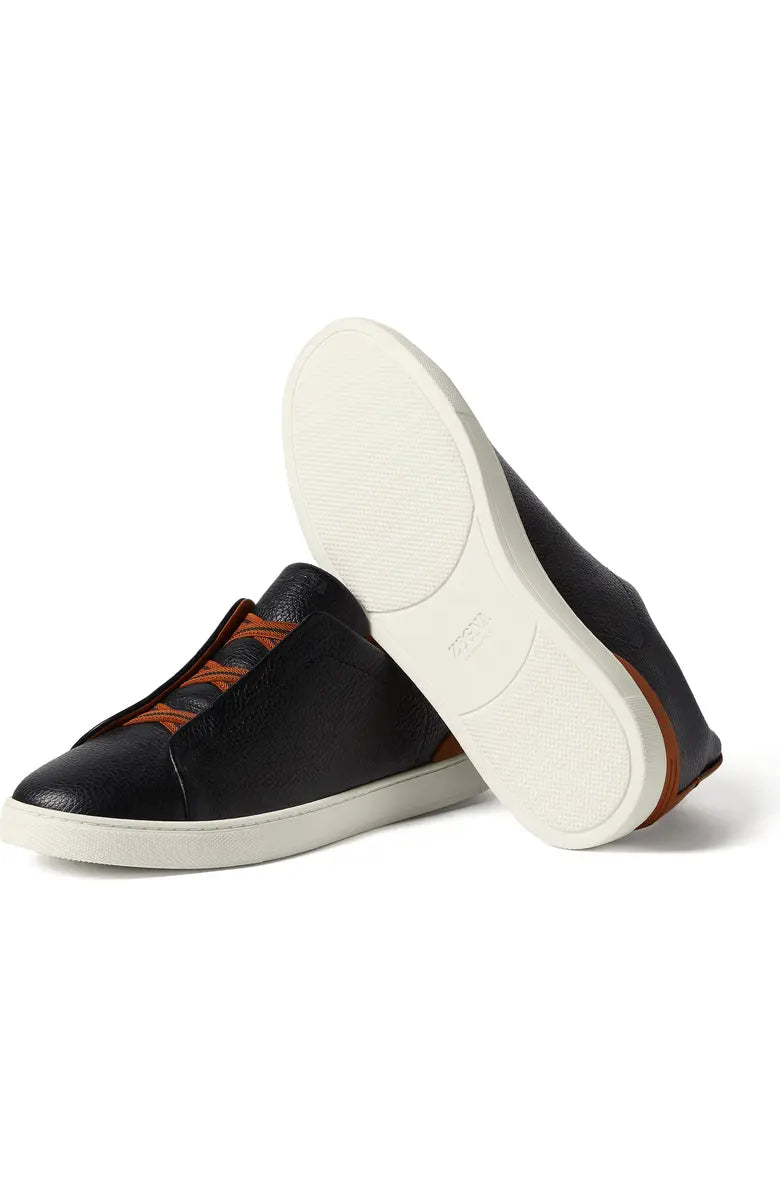 zegna Triple Stitch Deerskin Leather Slip-On Sneaker (Like New)
